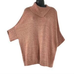 Cabi Small Foldover Pullover Sweater Orange Cowl